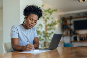 Black woman writing
