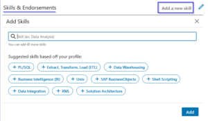 LinkedIn skills section sample