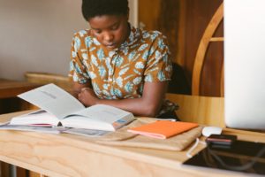 black girl studying